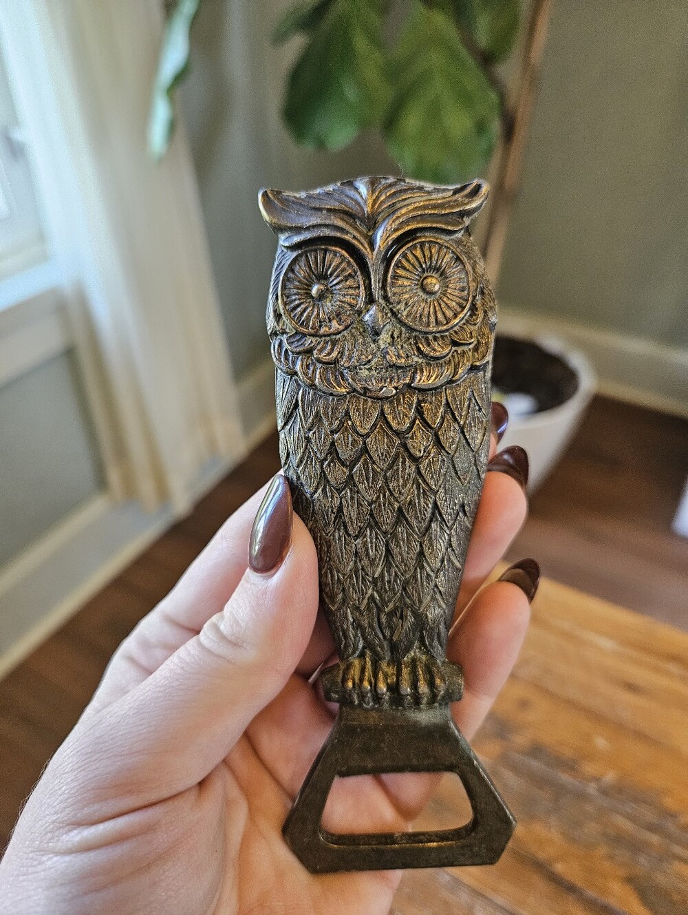Vintage Solid Brass Owl Bottle Opener (made in Italy)